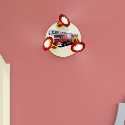 Elobra Fire Engine wall light, red and yellow, 3-bulb