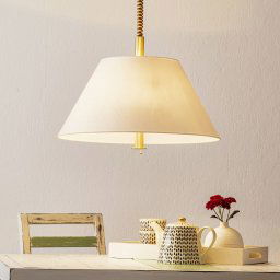 Knapstein Rena pendant light, white lampshade