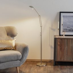 Knapstein Carl LED floor lamp, nickel-coloured, adjustable, dimmable