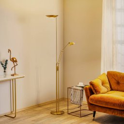 Knapstein Jona LED uplighter with reading arm, matt brass