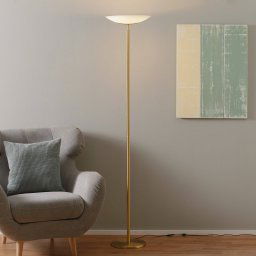 Knapstein High-quality LED uplighter floor lamp Mika, brass-coloured