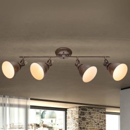 Globo Giorgio four-bulb ceiling spotlight in rust brown