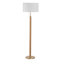 Hufnagel Wooden floor lamp Lignum, chintz lampshade, brass