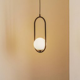Jupiter Samba pendant light, opal glass/black, 1-bulb
