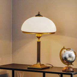 Jupiter Petro table lamp, glass, antique brass colour, height 50 cm