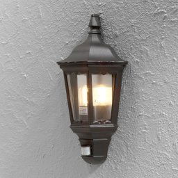 Konstsmide Firenze outdoor wall lamp half shell, sensor black