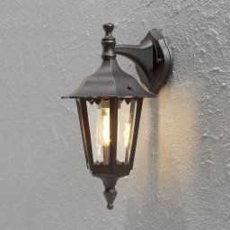 Konstsmide Firenze outdoor wall light, black, socket at bottom, 36 cm
