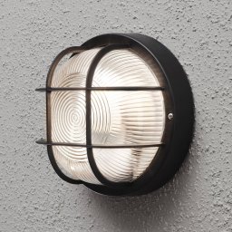 Konstsmide Elmas outdoor wall lamp, round, black