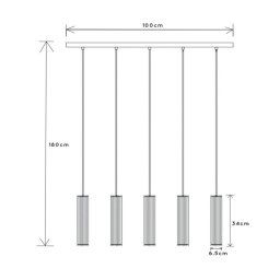 Lucide Lionel linear pendant light with five lampshades