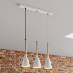Luminex Muza pendant light, 3-bulb, white/light wood