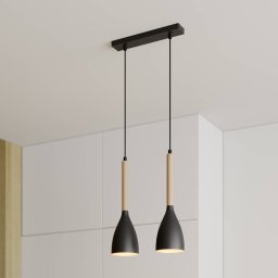 Luminex Muza pendant light, 2-bulb, black/light wood