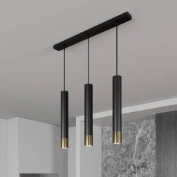 Luminex Nest pendant light, 3-bulb, linear, black/gold