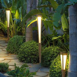 Les Jardins Tecka LED solar torch with sensor, 120 cm, teak