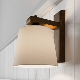 Lamkur Sweden wall light with wooden frame, walnut oak