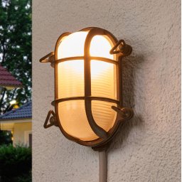 Moretti Luce Outdoor wall light oval Bengt brass-antique/opal