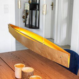 Quitani LED pendant light Malu, gold, length 100 cm
