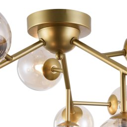 Maytoni Dallas ceiling light with 12 glass spheres, gold