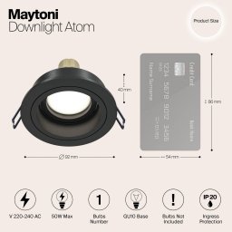 Maytoni Akron recessed light, adjustable, round, black