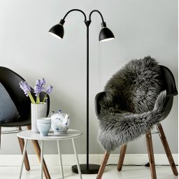 Nordlux Two-bulb floor lamp Ray made of black metal