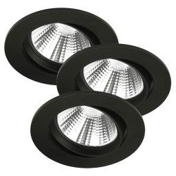 Nordlux Freemont LED downlight 2,700 K set of 3, black