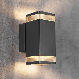 Nordlux Elm outdoor wall light in black, two-bulb
