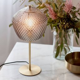 Nordlux Orbiform table lamp, transparent smoky grey