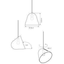 Nyta Tilt pendant light, red 3m cable, grey