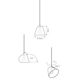 Nyta Tilt S pendant light, 3 m red cable, grey