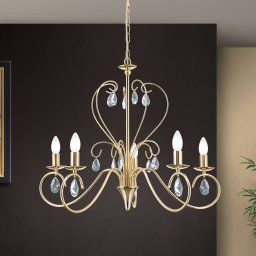 ORION Alessia 5-bulb crystal glass chandelier in gold