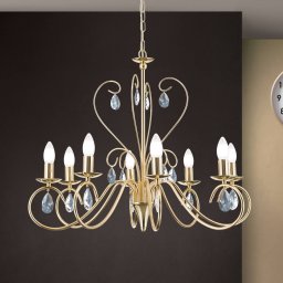 ORION Alessia 8-bulb crystal glass chandelier in gold