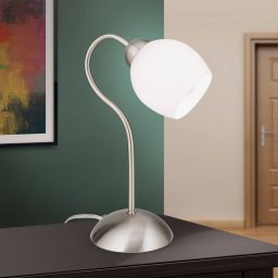 ORION Doma table lamp, satin nickel, height 30 cm, glass