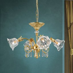 ORION La Boheme pendant light, gold, 4-bulb, crystal glass
