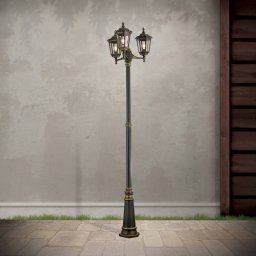ORION Puchberg lamp post, 3-bulb, 255 cm, white-gold