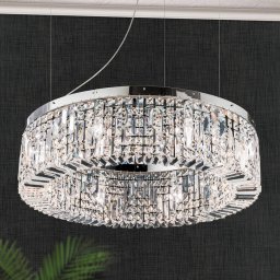 ORION Sparkling crystalhanging lamp Ring 80 cm chrome