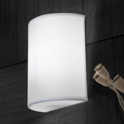 ORION Ufo wall light with a white linen lampshade