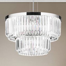 ORION Prism LED pendant light, round, Ø 55 cm, chrome