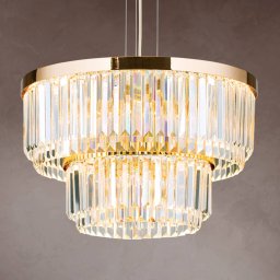 ORION Prism LED pendant light, round, Ø 55 cm, gold