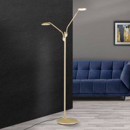 ORION Cobra LED floor lamp, 2-bulb, matt brass
