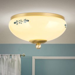 ORION Landhaus ceiling lamp brass cream blue Ø 21 cm