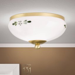 ORION Landhaus ceiling lamp brass opal green Ø 21 cm