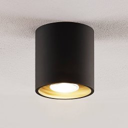 Lindby Parvin aluminium downlight, round, black