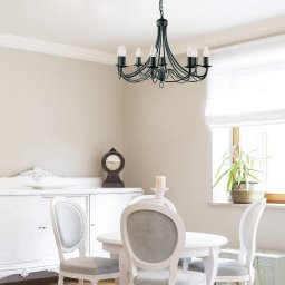 Searchlight Maypole chandelier matt black, 8-bulb