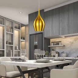 Searchlight Vibrant hanging light Ø 12 cm, gold