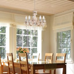 Searchlight Marie Therese chandelier, brown, five-bulb