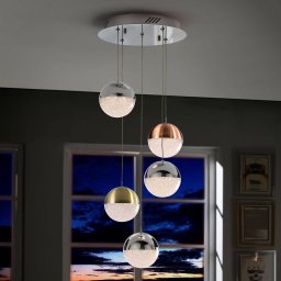 Schuller Valencia Sphere LED hanging light, multicoloured, 5-bulb