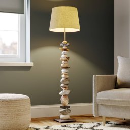 ONLI Vera floor lamp with fabric shade and stone decoration