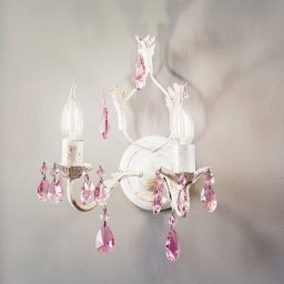 ONLI Kate wall light, 2-bulb, white, rose crystals