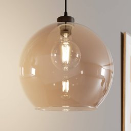 TK Lighting Cubus pendant light, amber, glass, Ø 30 cm, E27