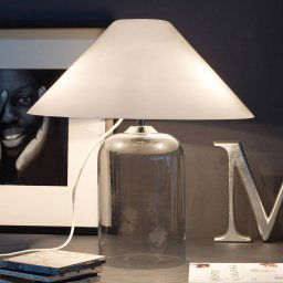 Vistosi Alega fabric table lamp with clear glass base