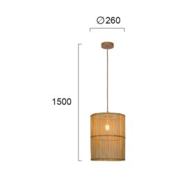 Viokef Anteo hanging light made of rattan, cylindrical